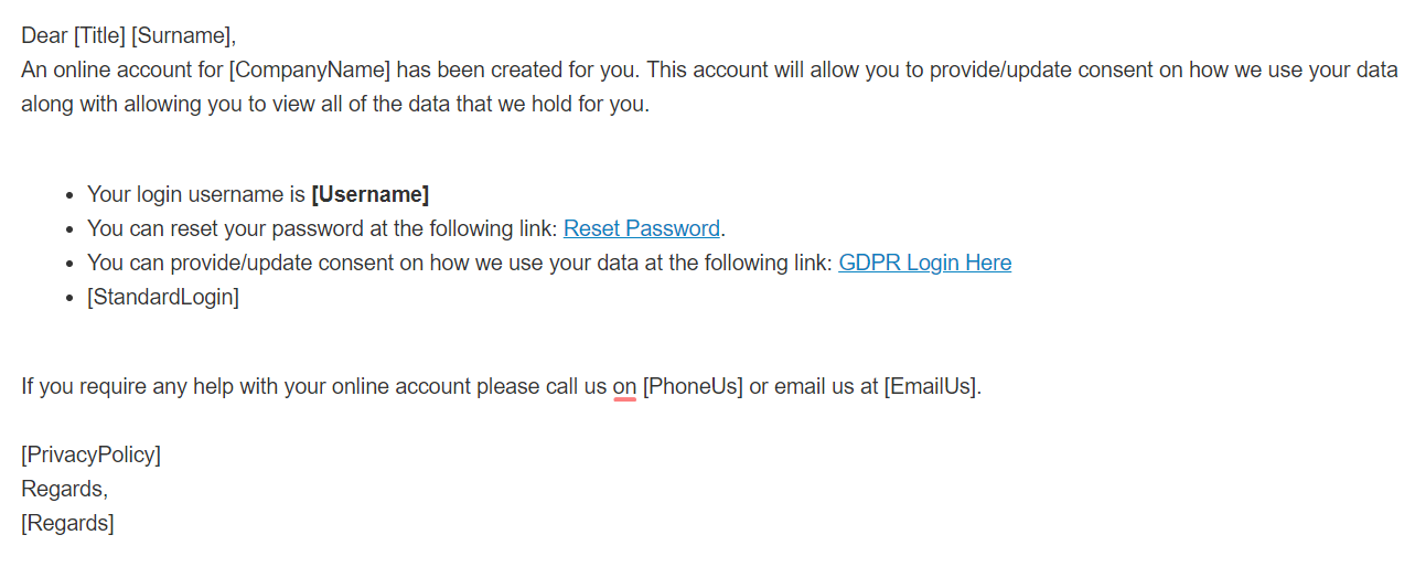 GDPR Account Email Template – AgentOS.com